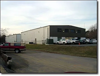 Completed commercial electrical project, industrial building exterior