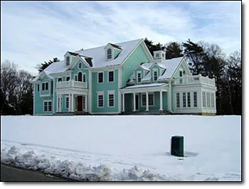 Completed residential electrical project, custom-built home exterior