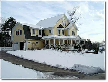 Completed residential electrical project, farmhouse-style home exterior